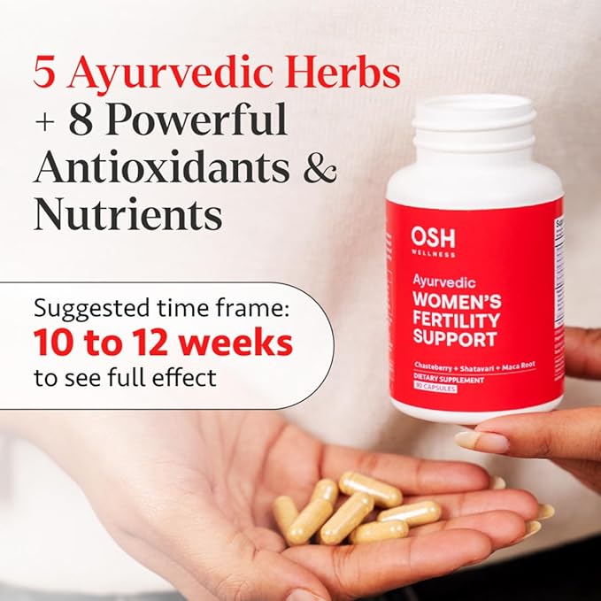 Ayurvedic Fertility Supplements for Women | Support Ovulation | Conception for Women | Egg Quality | Maca Root, Vitex, & Vitamins | Vegan | 90 Capsules - OSH Wellness