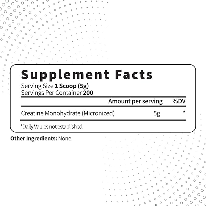 Type Zero Creatine Monohydrate (Unflavored) 1 KG, 5000mg (5g) Per Serving, Micronized, Zero Sugar, Keto Friendly & Gluten Free, 200 Servings