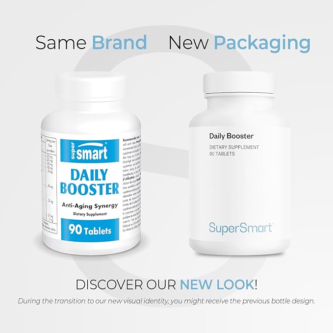 SUPERSMART - Daily Booster - with PQQ, Acetyl L-Carnitine & R-Lipoic Acid - Boost Your Daily Multivitamin Supplement | Non-GMO & Gluten Free - 90 Tablets