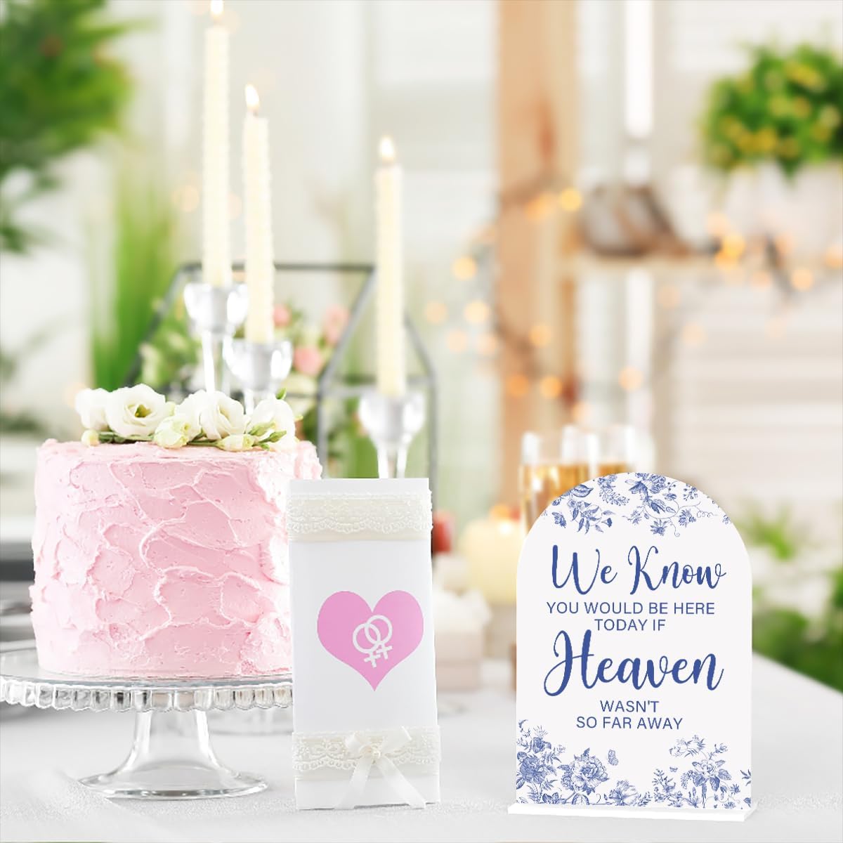 Acrylic Wedding Signs, Dusty Blue Wedding Decor, Blue Weddings Decor, Modern Calligraphy Arch Acrylic Table Top Sign for Weddings Parties Dinners - We Know You Would be Here Today (White)