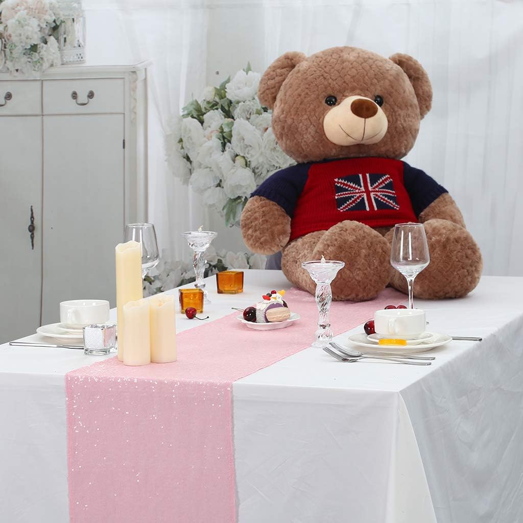 Eternal Beauty Pink Table Runner for Wedding, 2PCS-12x108 Sequin Table Runner Decorations for Birthday Parties, Banquets, Graduations,Christmas