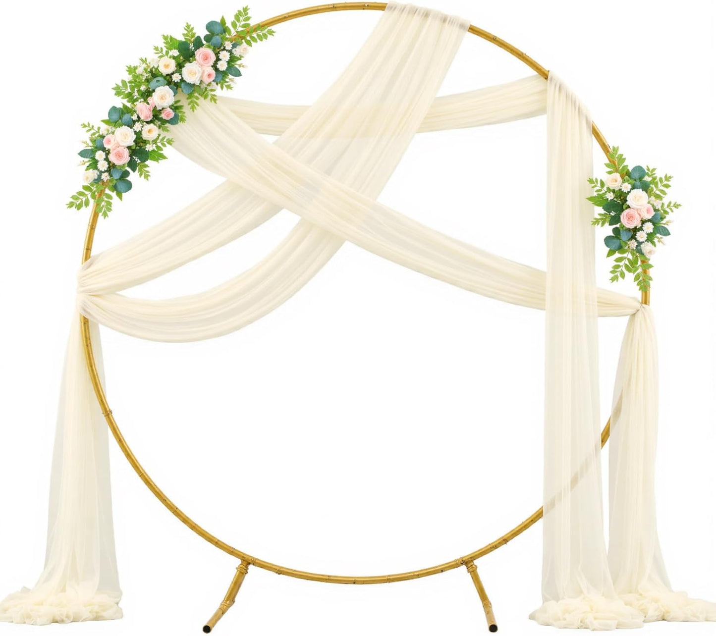 Wedding Arch Draping Fabric Backdrop 2 Panel 30" x 19Ft Ivory Drapes Curtains for Wedding Reception Sheer Tulle Backdrop Curtain for Ceremony Birthday Party Baby Shower Arbor Ceiling Decorations
