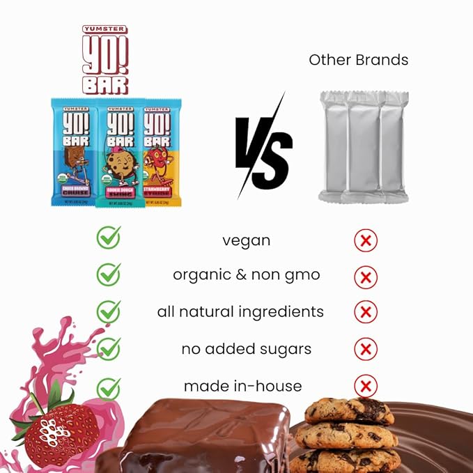 Yo! Bar by Bearded Brothers Vegan Organic Kids Bar | Gluten Free, Paleo and Whole 30 | Soy Free, Non-GMO, Low Glycemic, No Sugar Added, Fiber + Whole Foods | Variety 3 Flavor Pack | 25 Bars