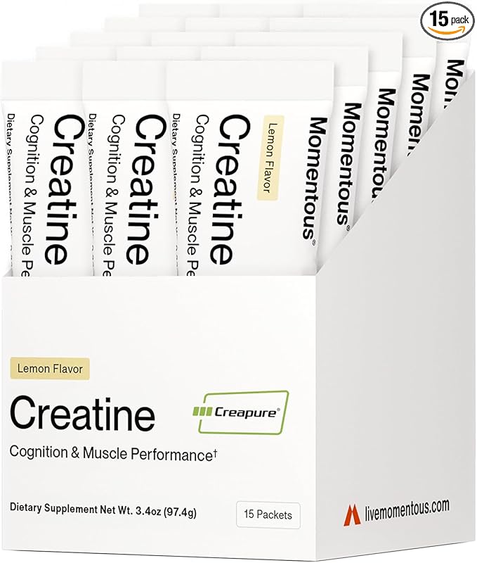 Momentous Creatine Lemon Monohydrate Powder - Creapure Creatine Powder - Supports Strength, Lean Muscle, & Recovery for Men & Women - NSF Certified for Sport - 6.49 g per Serving - 15 Servings