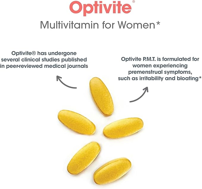 Optimox Optivite PMT Supplement - PMS Support for Women, Hormonal Balance, Womens Multivitamins, PMS Relief, Magnesium Supplement - 180 Count