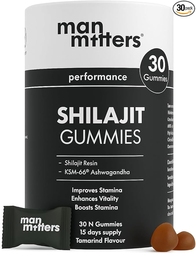 Man Matters Shilajit Gummies Tamarind Flavor - Stamina & Vitality Supplement with Shilajit Resin & KSM-66 Ashwagandha, Purity Tested, 30 N Gummies, 85 gm