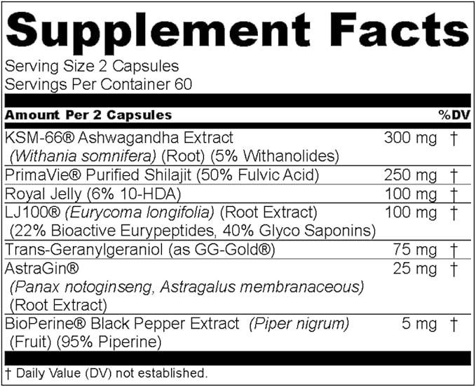 Lifexposure Testosterone Support for Men – Natural Supplement – Tongkat Ali, Ashwagandha, Shilajit, Royal Jelly – (120ct)