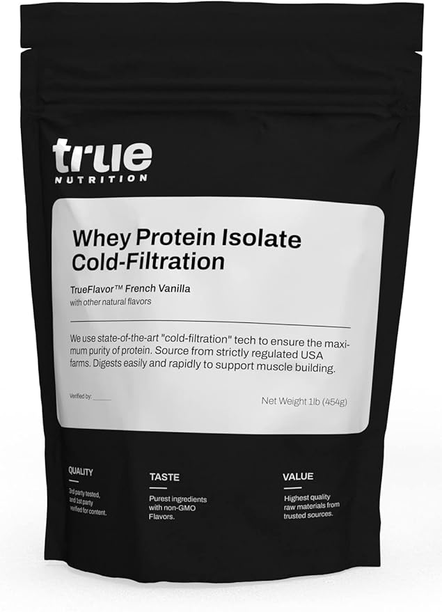 Vanilla Whey Protein Isolate Cold-Filtration - 100% Whey Protein Powder - 27g Protein per Serving - Mixes Easily and Tastes Great - Third Party Tested - French Vanilla - 1lb