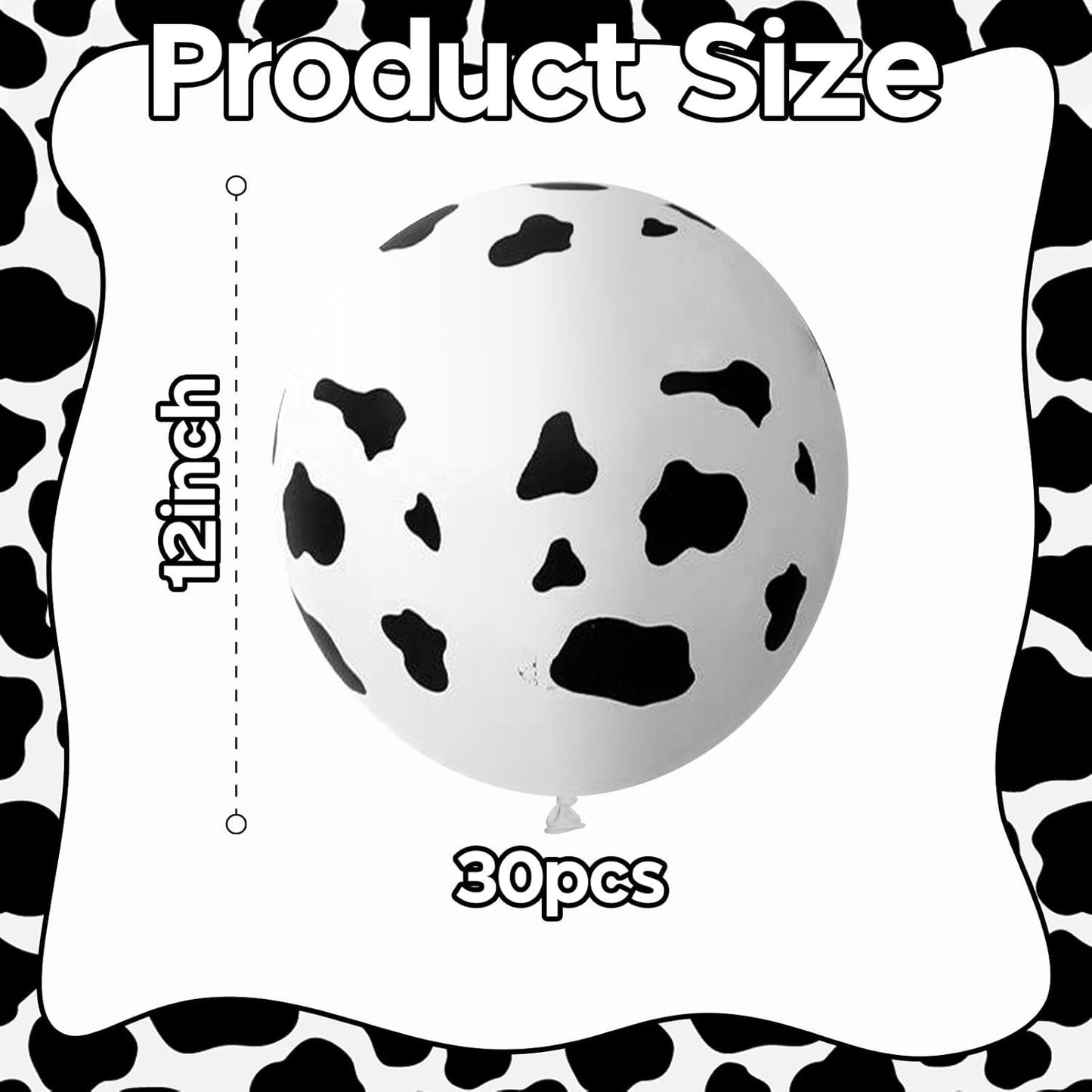 Cow Print Balloons, 30 Pcs Cute Cow Latex Balloons for Kids Party, Black White Western Cowboy Cowgirl Balloons for Boys Girls Farm Theme First Rodeo Birthday Baby Shower Party Decorations Supplies