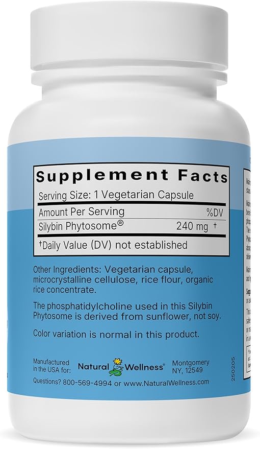 Natural Wellness Maximum Milk Thistle - 720mg Daily Dose (3x 240mg Capsules) - Potent Liver Detox & Repair Supplement, Non-GMO, Gluten-Free, Vegan - Advanced Fatty Liver & Enzyme Health