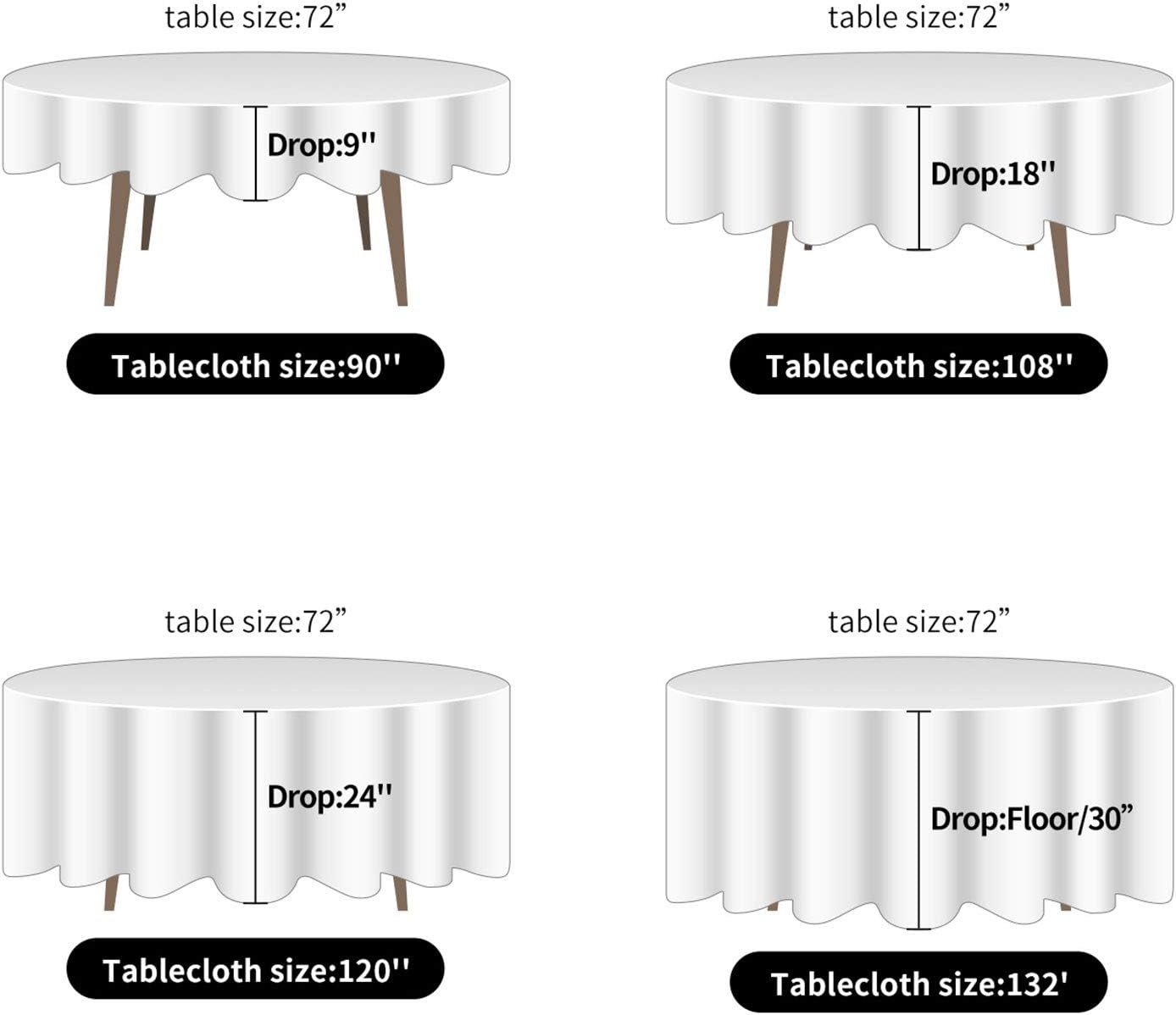 Ascoza 2pack 108 Inch Blue Mist Round Tablecloth in Washable Polyester Fabric for Wedding/Banquet/Restaurant/Parties