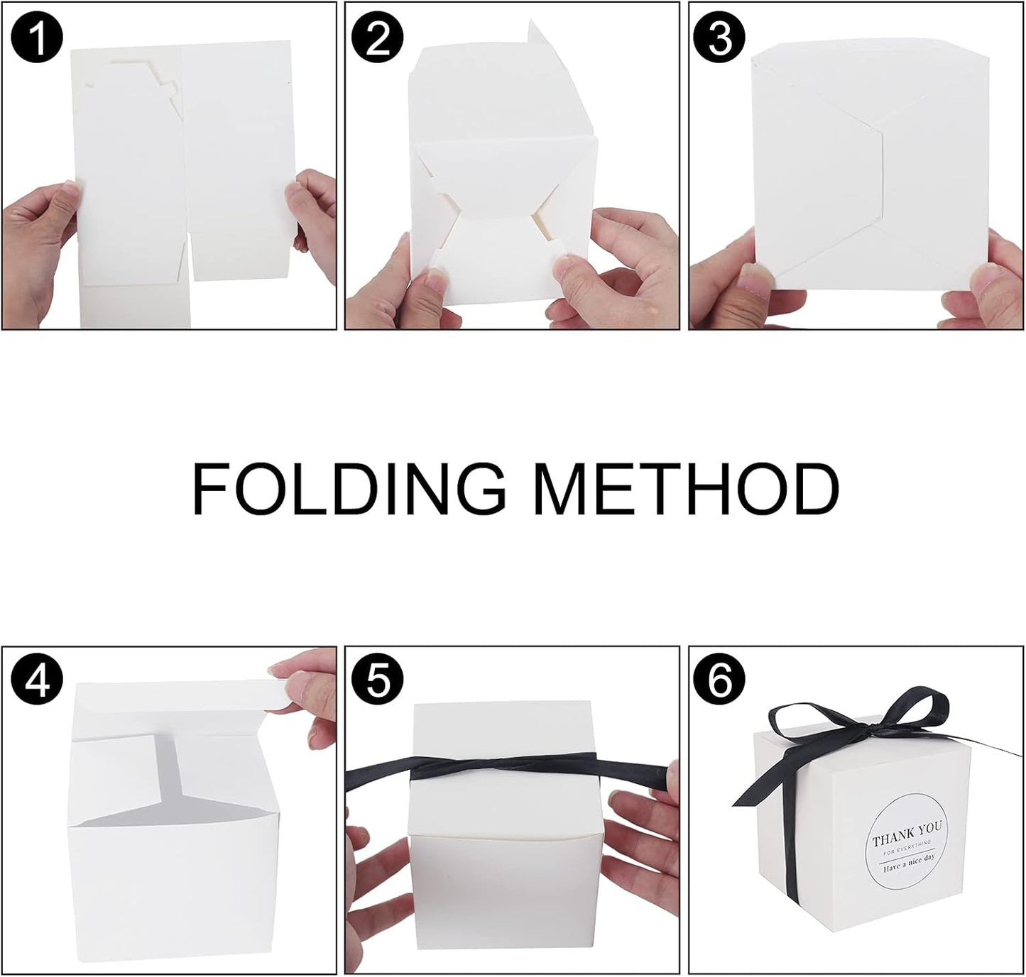 COTOPHER Small Gift Boxes 60 Pack 4x4x4 inches White Gift Boxes with Lids for Gifts, Crafting, Wedding Party Favor, Cupcake Boxes, Candy, Bridesmaids Proposal Box with Ribbons and Stickers (White, 60)