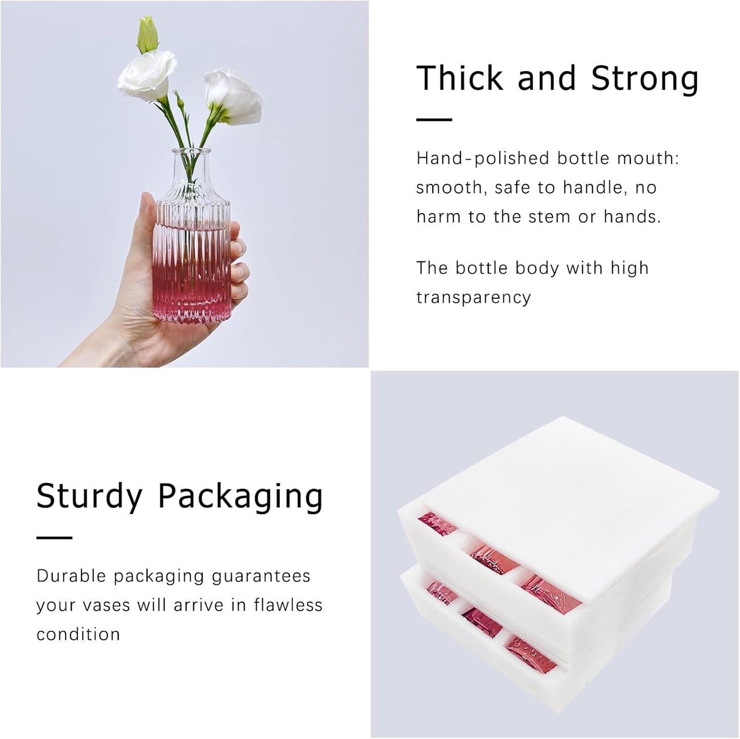 12Pcs Glass Bud Vase Set, Small Flower Vase for Centerpieces, Pink Bud Vases in Bulk, Mini Vintage Vase for Rustic Wedding Decorations