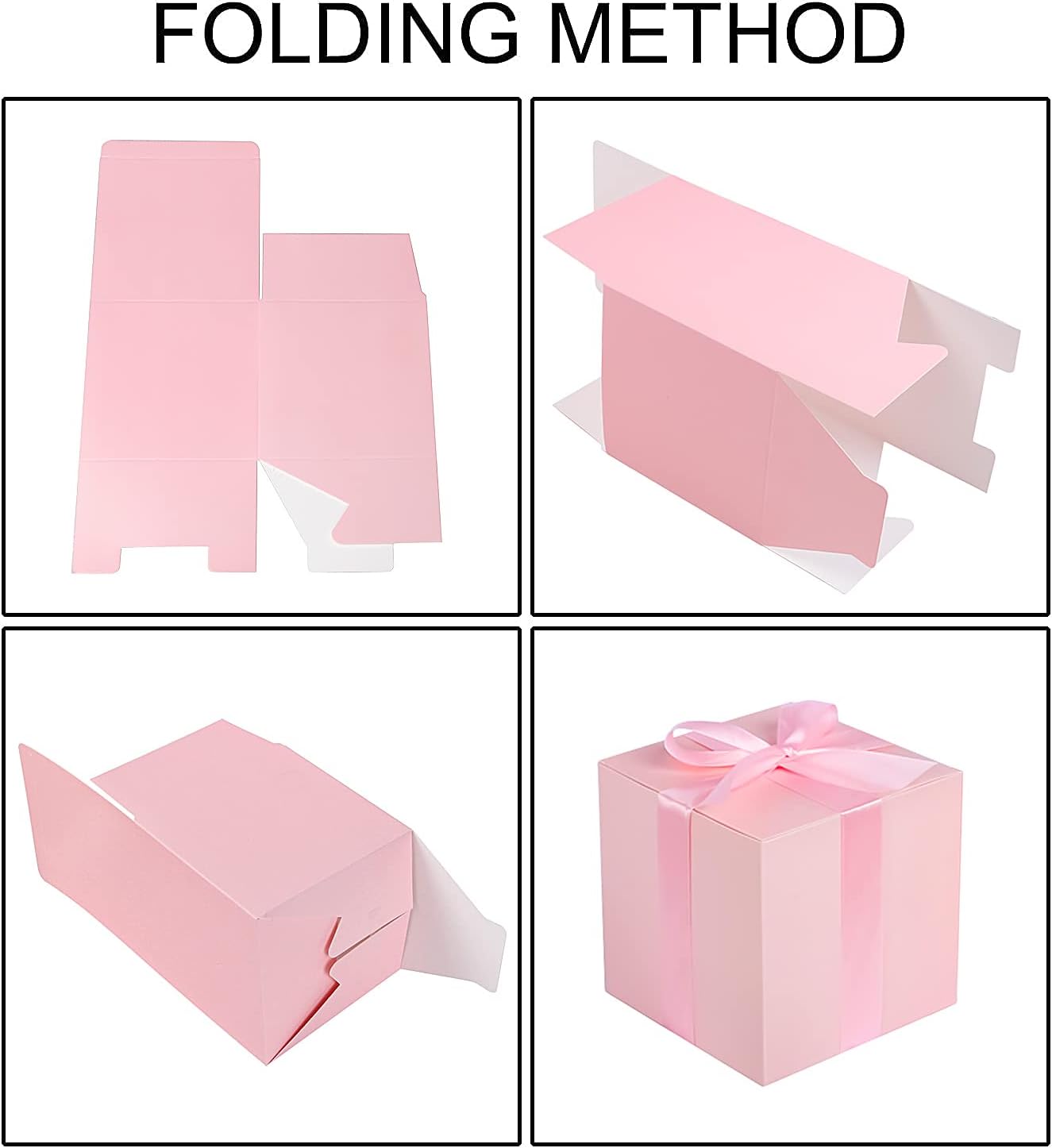 COTOPHER Small Gift Boxes 25 Pack 5x5x5 inches Pink Gift Boxes with Lids for Gifts, Crafting, Wedding Party Favor, Cupcake Boxes, Candy, Bridesmaids Proposal Box with Ribbons and Stickers