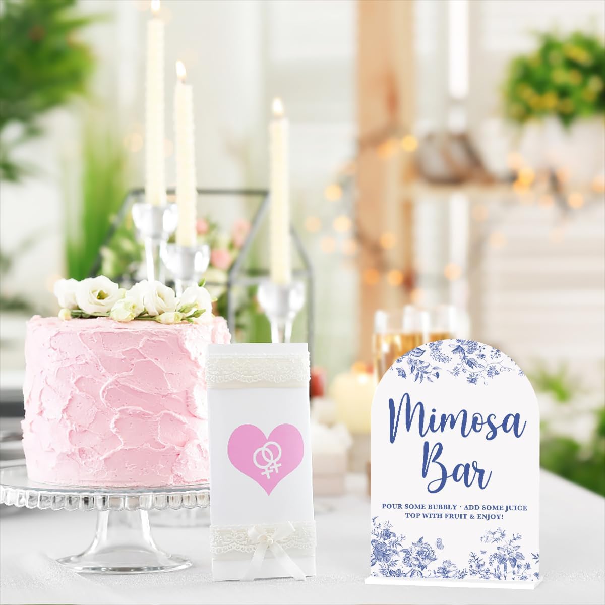 Acrylic Wedding Signs, Dusty Blue Wedding Decor, Blue Weddings Decor, Mimosa Bar Signs for Reception, Modern Calligraphy Arch Acrylic Table Top Sign for Weddings Parties Dinners (White)