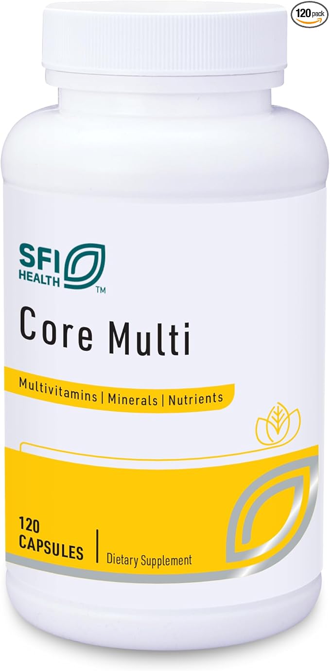 Klaire Labs SFI Health Core Multi - Multimineral & Multivitamin Supplement with No Iron - Vitamins & Chelated Minerals with Natural Mixed Carotenoids, Vitamin C & E - for Men & Women (120 Capsules)