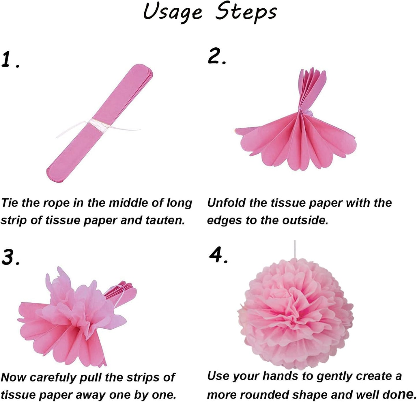 Capesaro Pink Paper Pom Poms - 10",12" Tissue Pom Poms Decorations for Bachelorette Baby Shower Girl Party Hanging Decor - 12 Piece Set