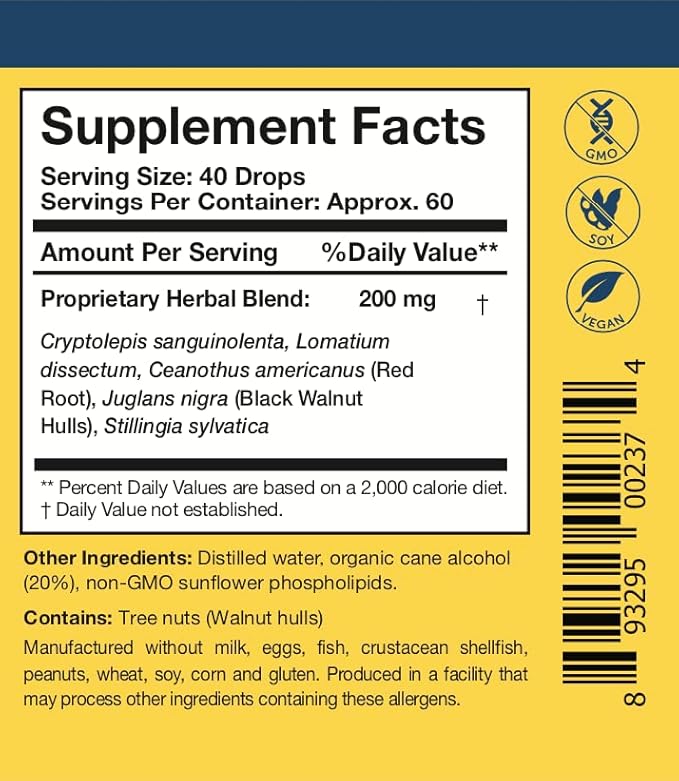 Researched Nutritionals Crypto-Plus - Targeted Microbial & Immune Support Formula with Red Root, Black Walnut Extract and Phospholipid Delivery for Maximum Nutrient Absorption (4 Fl Oz)