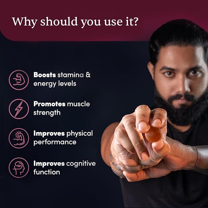 Man Matters Shilajit Gummies Tamarind Flavor - Stamina & Vitality Supplement with Shilajit Resin & KSM-66 Ashwagandha, Purity Tested, 30 N Gummies, 85 gm