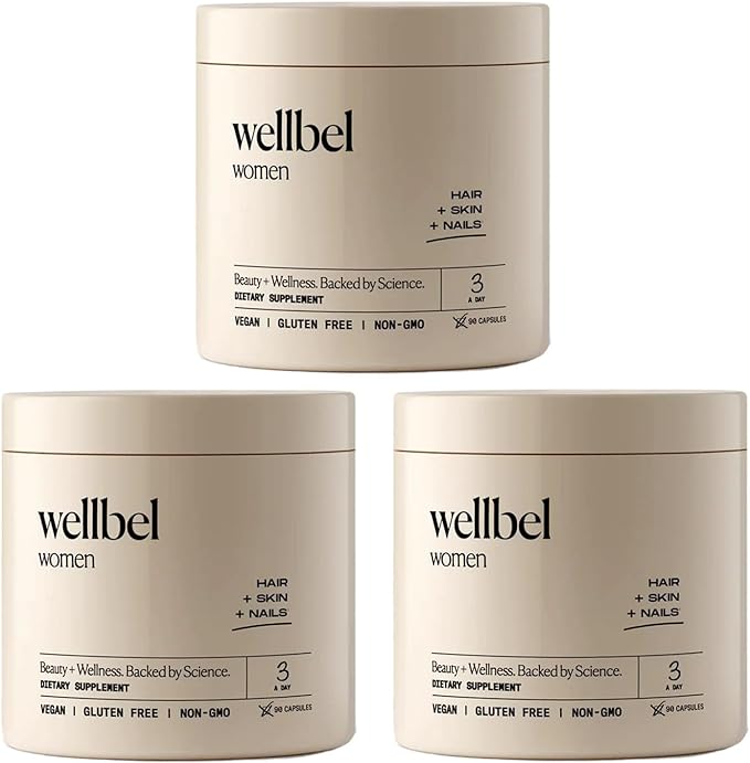 WELLBEL Women Clean Supplement for Hair, Skin, and Nails, Vegan, Gluten Free and Non GMO 90 Count (3 Pack)