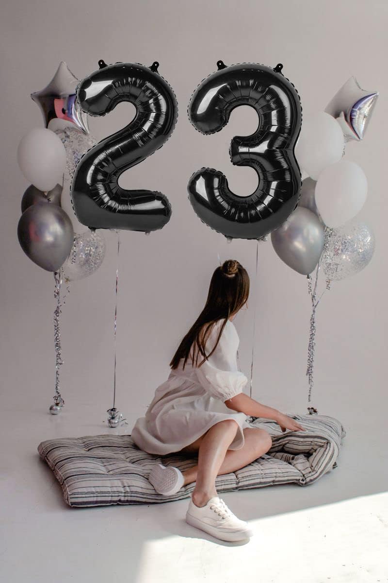 40 Inch Black Number Balloon 0-9(Zero-Nine), Big Size Happy Birthday Balloon, Foil Helium Big Number Balloon for Birthday Celebration Decorations Graduations Anniversary Photo Shoot