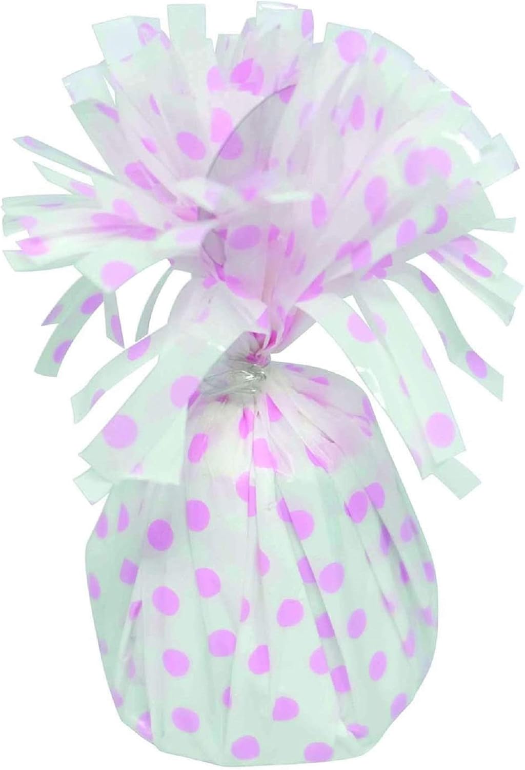 PMU 6 Pcs Polka Dot Kisses Balloon Weights - Decorative Balloon Weight for Christmas, Thanksgiving, Birthday, Party Favors, Wedding & Baby Shower - 6oz. White With Light Pink, Pkg/6