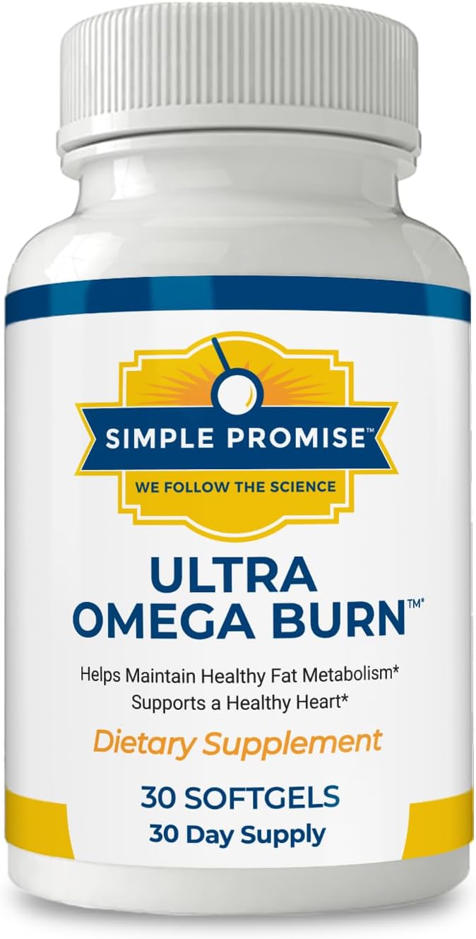 Simple Promise Ultra Omega Burn - Omega-7 Supplement with Pure Palmitoleic Acid - Fish Oil for Metabolism, Weight Support & Cardiovascular Health - Healthy Heart Support for Men & Women | 30 Softgels
