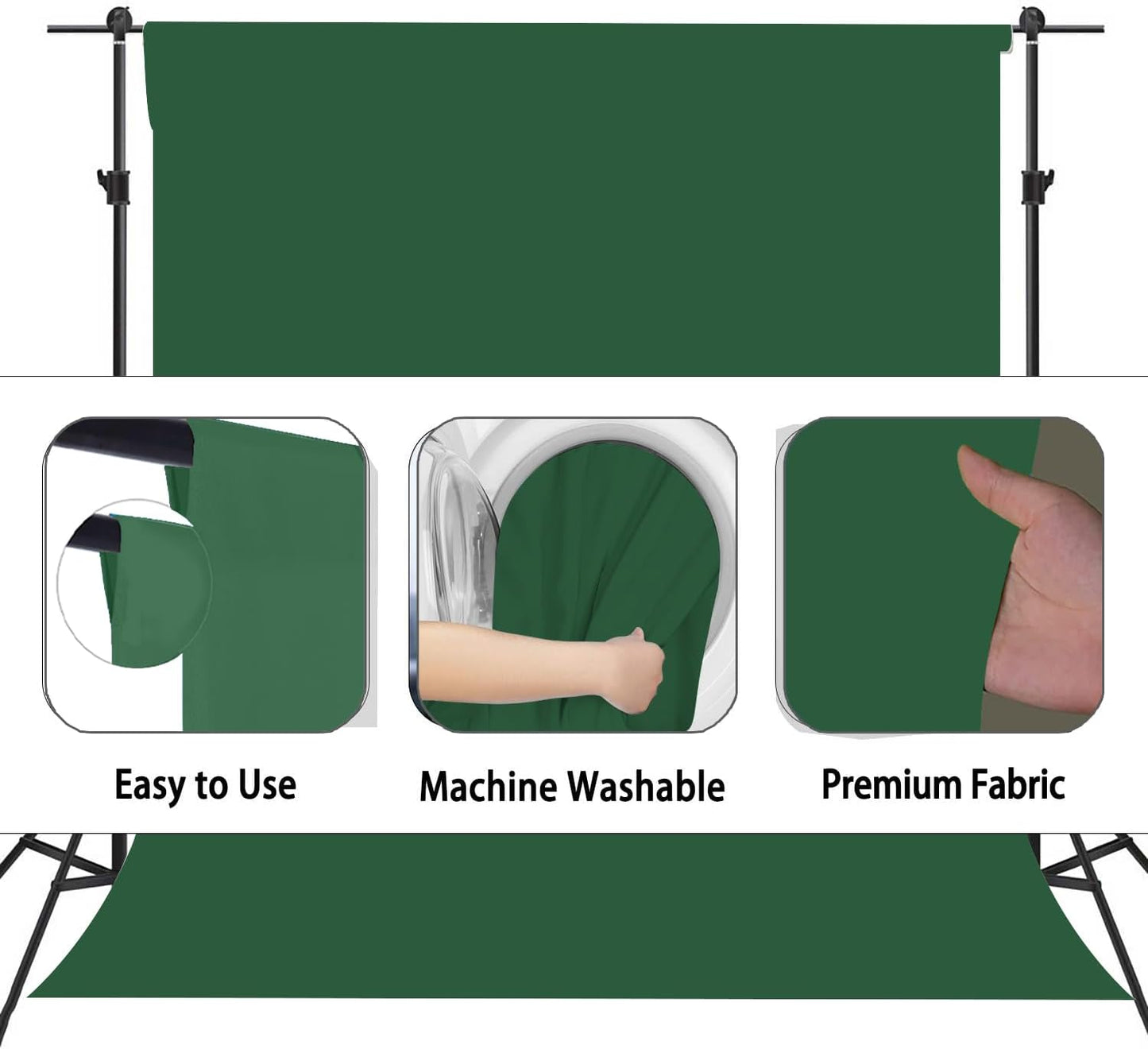 Dark Green Photography Backdrop for Photoshoot, Photo Backdrop Curtain, Perfect Dark Green Backdrops for Party Portrait Photoshoots Video Studio 10FTx20FT