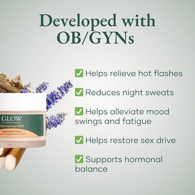 Glow by Hormone University - OBGYN-Formulated Menopause Wild Yam Cream – Clinically Proven, Hormone-Free Topical Supplement for Hot Flashes & Night Sweats (Pack of 1)