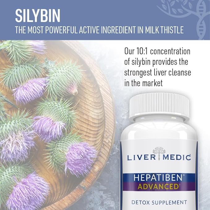 Hepatiben Liver Detox Cleanse, Non-GMO, w/Digestive Repair. Natural Liver Supplement w/Milk Thistle, Silybin, NAC, Choline, Turmeric, Berberine, L-Glutathione 120CT