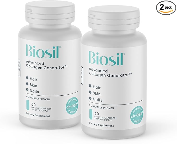 Biosil Collagen Booster Supplement - 60 Original Capsules, Pack of 2 - Patented ch-OSA Activator for Skin, Hair, Nails & Joints - Supports Natural Production - 60-Day Supply