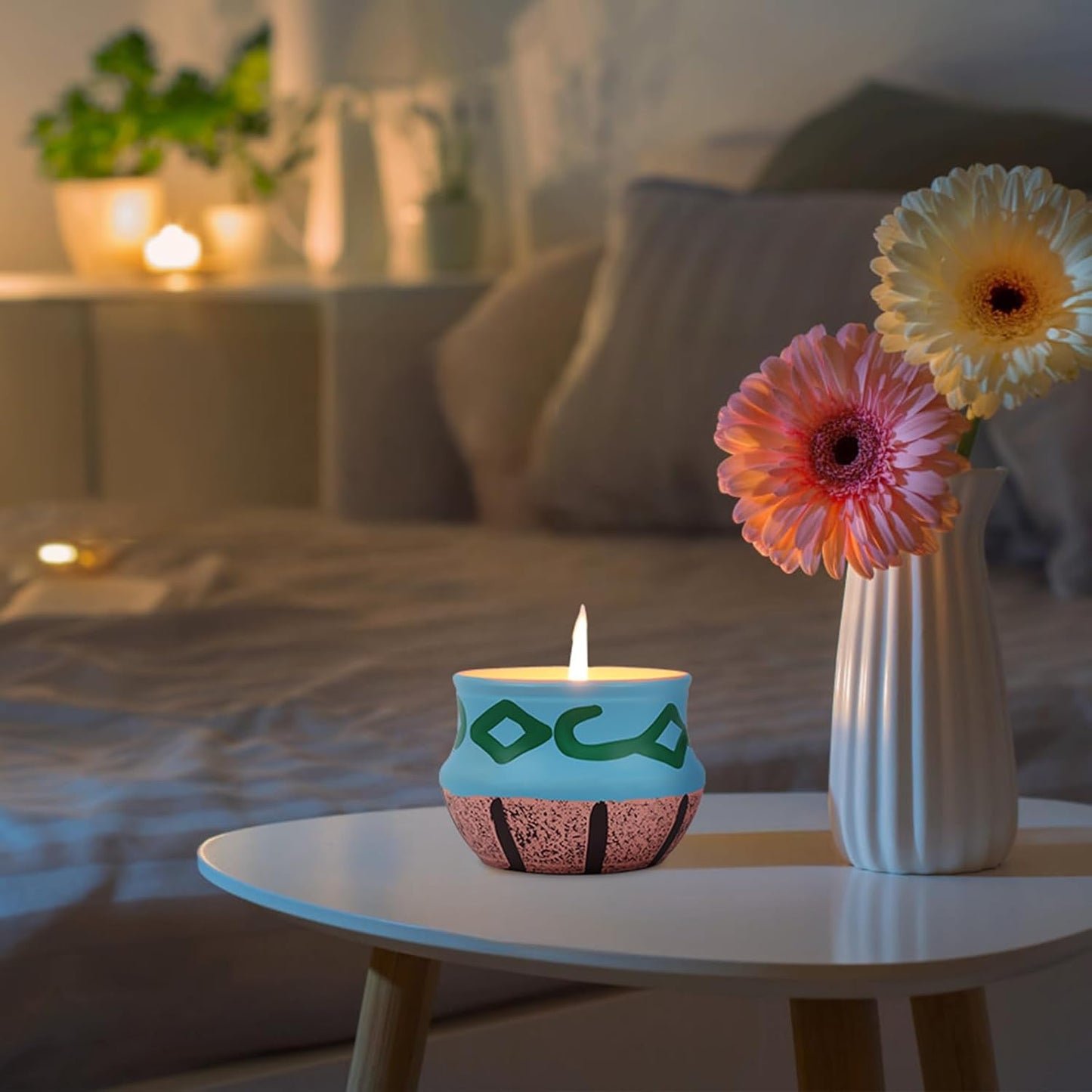 Lavender Candles, Scented Candles Gift Set for Women, Coarse Pottery Container,Natural Soy Wax, Set 2 Pack, Total 16oz, 90 Hours of Burn, One Silk Scarf,Candles for Home Scented