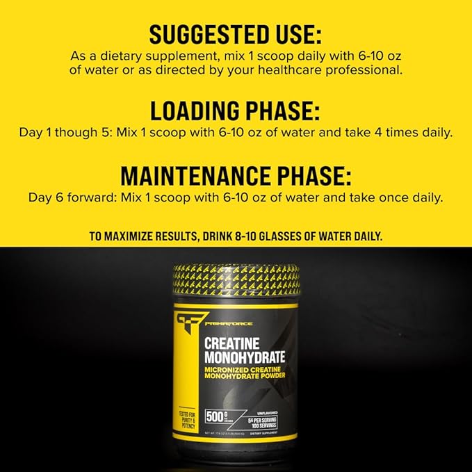 Primaforce Micronized Creatine Monohydrate Powder 500 Grams (1.1 Pounds)