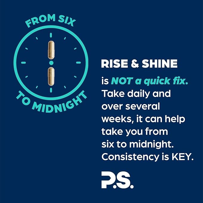 PS Rise & Shine Premium Horny Goat Weed Supplement with Tribulus, Fenugreek, Maca, Ashwagandha, and Tongkat Ali - Supports Energy and Boosts Testosterone (120 Capsules)