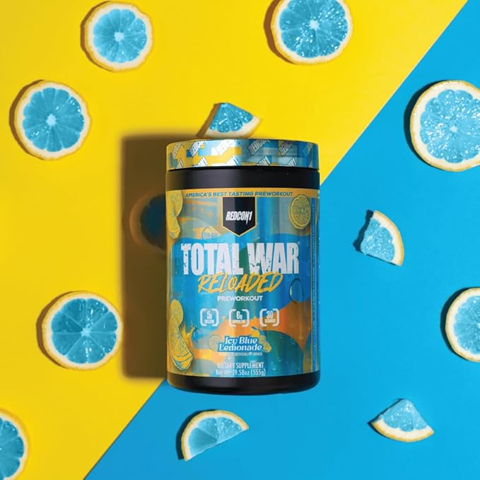 REDCON1 Total War Reloaded Pre Workout Powder, Icey Blue Lemonade - Creatine, Beta Alanine + L-Citrulline Malate Keto Friendly for Men & Women with 350mg of Caffeine - Fast Acting (30 Servings)