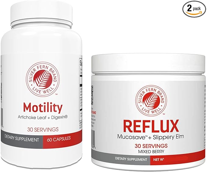 Silver Fern Brand Slow Motility+ Kit β Digestive Support Bundle β 30-Day Supply β Berry Flavor Powder, Capsules β Artichoke Leaf, Okra, Ashwagandha, MucoSave β No Artificial Ingredients β Made in USA