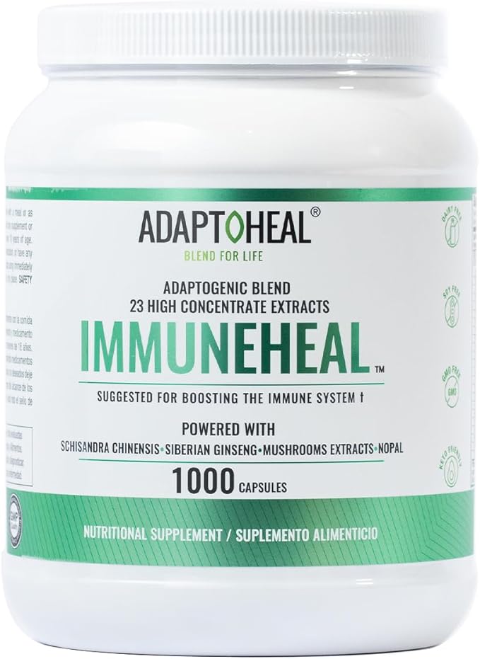 Immuneheal – Adaptogen, Immune System Booster Supplement with Schisandra Chinensis, Ginseng and Mushroom Extract (10000 Capsules)