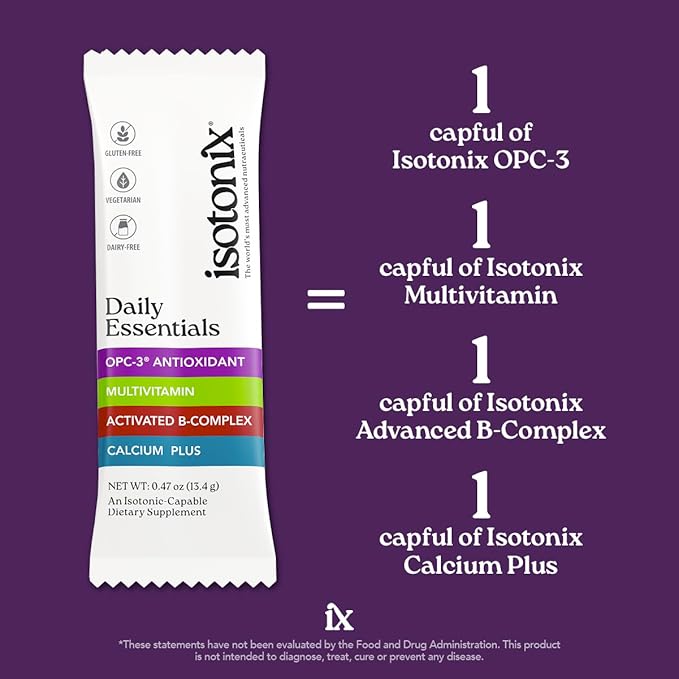 Isotonix® Daily Essentials Multivitamin Powder Packets – 4-in-1 Formula with Multivitamin, Activated B-Complex, Calcium Plus & OPC-3 with Pycnogenol® – Isotonic Delivery – Gluten Free-30 Packets