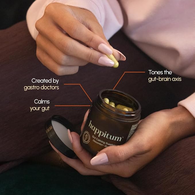 Happitum™: Physician Formulated & Physician Recommended Gut Calming Supplement for Discomfort, Bloating, and Stress