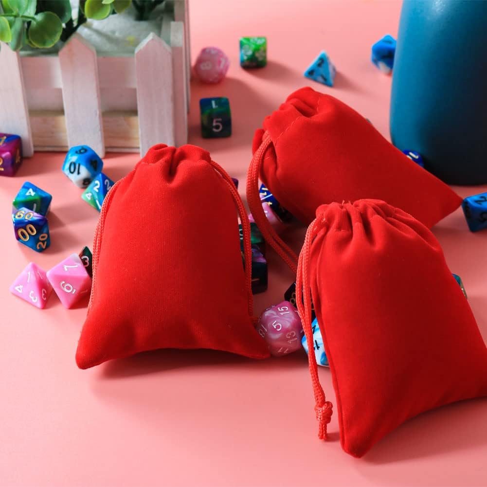 Shintop 10 Pack Velvet Drawstring Bags for Christmas Wedding Gift Bags Velvet Cloth Jewelry Pouches (2.75” x 3.54” , Red)