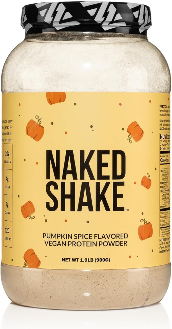 NAKED Shake - Pumpkin Spice Protein Shake - Flavored Plant Based Protein with Mct Oil - Gluten-Free, Soy-Free, No Gmos Or Artificial Sweeteners - 30 Servings