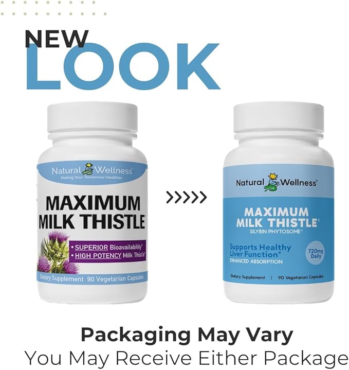 Natural Wellness Maximum Milk Thistle - 720mg Daily Dose (3x 240mg Capsules) - Potent Liver Detox & Repair Supplement, Non-GMO, Gluten-Free, Vegan - Advanced Fatty Liver & Enzyme Health