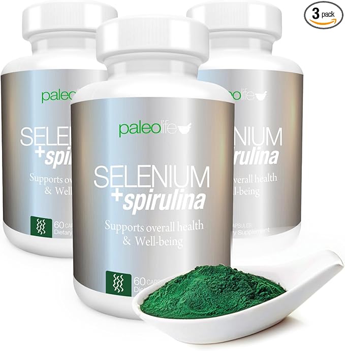 Paleolf Boost Concentration, Memory and Energy with Premium Selenium + Spirulina - Premium Antioxidant Supplement for Brain Function -180 Day Supply (180 Capsules) - (3-Pack)