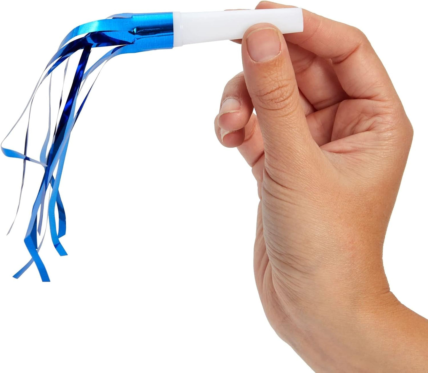 Juvale Party Noise Makers & Horns 50-Pack 5 Colors - Plastic Blow Pipes with Tinsel Fringe - Bulk Party Blowers - Birthday & Sporting Event Favors