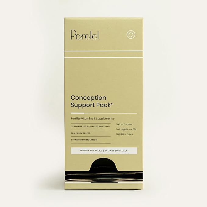 Perelel Conception Support Pack, Prenatal Multivitamin with DHA Omega 3, COQ10 & Folate, Supports Fertility Wellness for Women, Soy & Gluten Free, Non GMO, 30 Daily Pill Packs