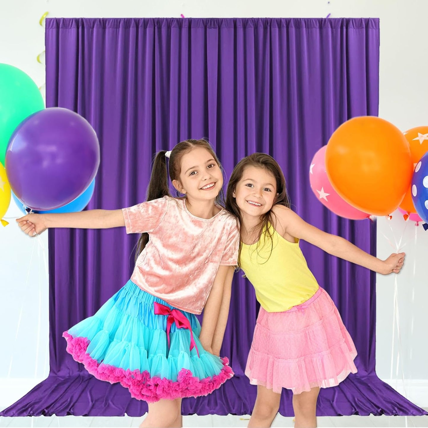 10ft x 10ft Purple Backdrop Curtains for Parties, Fabric Satin Background Curtain with Rod Pockets for Weddings, Birthday, Baby Shower, Photography, Graduation Party Backdrop Drapes, 2 Panels