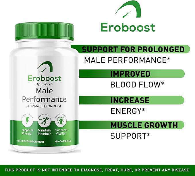Eroboost Supplement for Men – Male Performance Advanced Formula, 120 Capsules for 2 Month, Pack of 2