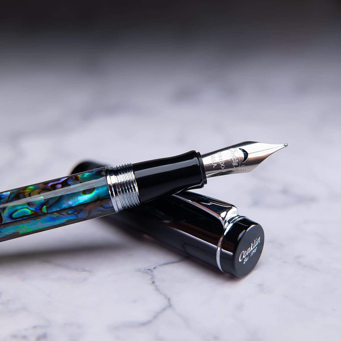 Conklin Duragraph Fountain Pen Abalone Nights - Extra Fine Nib, Precision Writing Instrument with Exquisite Abalone Finish