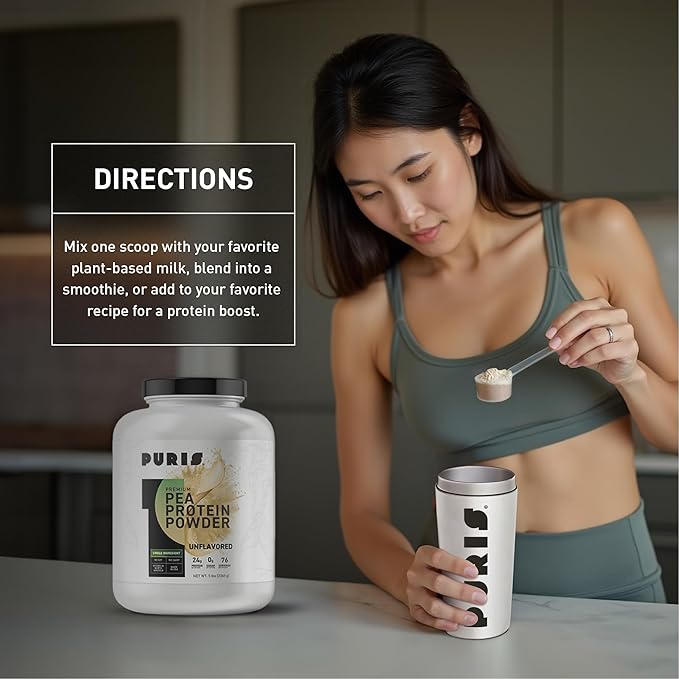 PURIS Premium Pea Protein - 5lb Tub, 100% Made in The USA, Unflavored, Vegan, Gluten Free, Dairy Free, Non GMO, Plant-Based Protein, Keto, BCAA