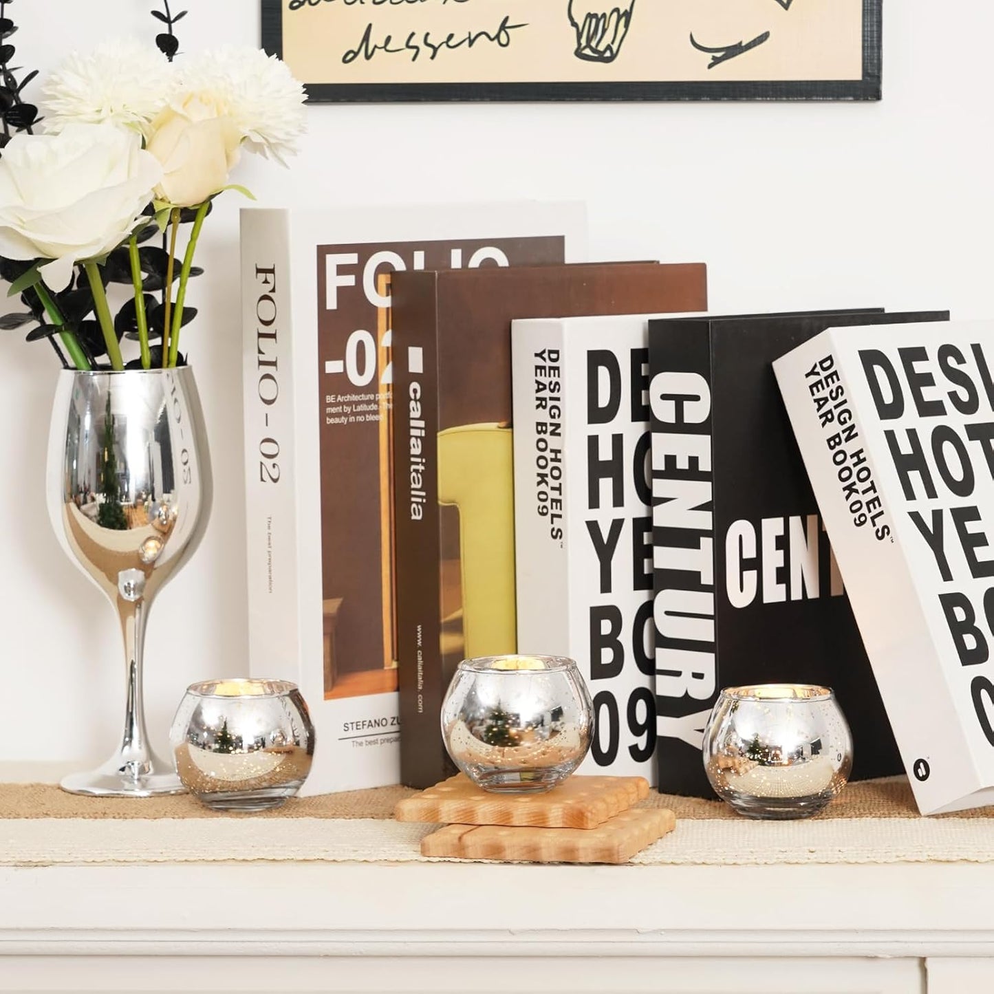 Homemory 24 Pcs Silver Votive Candle Holders, Round Mercury Glass Candle Holder, Tealight Candle Holders for Table Centerpieces, Baby Shower, Anniversary, Wedding, Home Decor, Halloween, Christmas